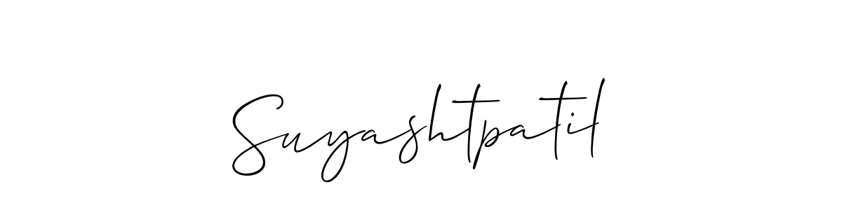 Make a beautiful signature design for name Suyashtpatil. With this signature (Allison_Script) style, you can create a handwritten signature for free. Suyashtpatil signature style 2 images and pictures png