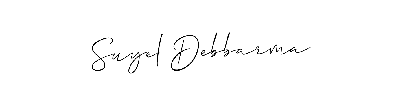 You should practise on your own different ways (Allison_Script) to write your name (Suyel Debbarma) in signature. don't let someone else do it for you. Suyel Debbarma signature style 2 images and pictures png