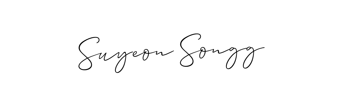Make a short Suyeon Songg signature style. Manage your documents anywhere anytime using Allison_Script. Create and add eSignatures, submit forms, share and send files easily. Suyeon Songg signature style 2 images and pictures png
