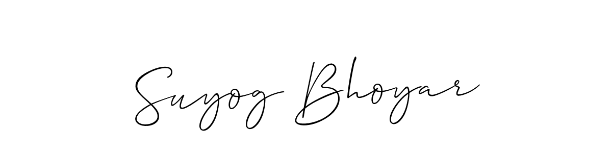 You should practise on your own different ways (Allison_Script) to write your name (Suyog Bhoyar) in signature. don't let someone else do it for you. Suyog Bhoyar signature style 2 images and pictures png