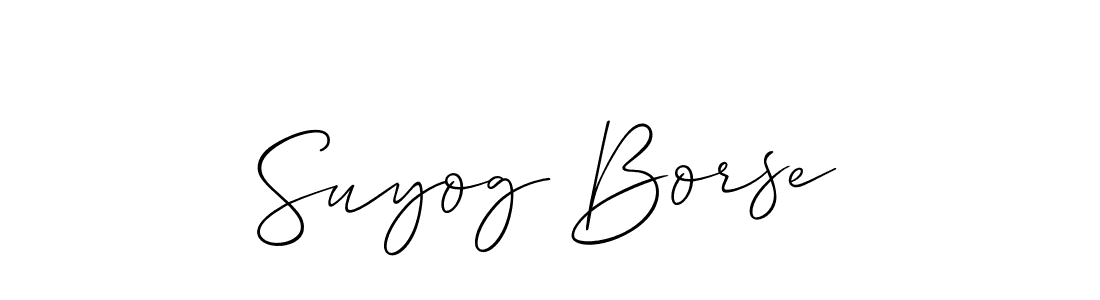 Allison_Script is a professional signature style that is perfect for those who want to add a touch of class to their signature. It is also a great choice for those who want to make their signature more unique. Get Suyog Borse name to fancy signature for free. Suyog Borse signature style 2 images and pictures png