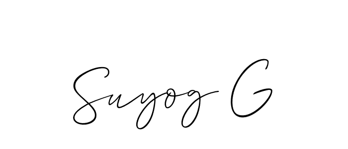 Also we have Suyog G name is the best signature style. Create professional handwritten signature collection using Allison_Script autograph style. Suyog G signature style 2 images and pictures png