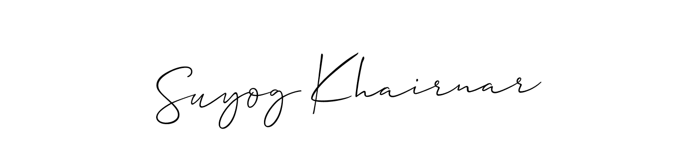 Make a short Suyog Khairnar signature style. Manage your documents anywhere anytime using Allison_Script. Create and add eSignatures, submit forms, share and send files easily. Suyog Khairnar signature style 2 images and pictures png