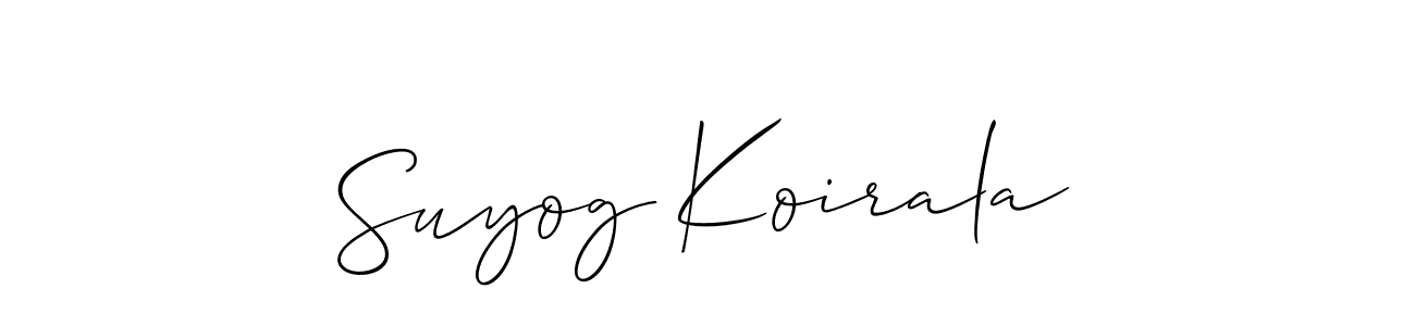 Make a beautiful signature design for name Suyog Koirala. With this signature (Allison_Script) style, you can create a handwritten signature for free. Suyog Koirala signature style 2 images and pictures png