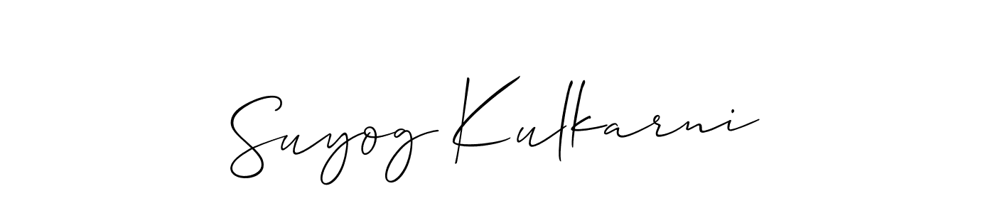 Also we have Suyog Kulkarni name is the best signature style. Create professional handwritten signature collection using Allison_Script autograph style. Suyog Kulkarni signature style 2 images and pictures png