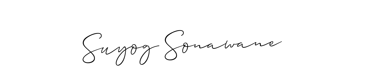 Allison_Script is a professional signature style that is perfect for those who want to add a touch of class to their signature. It is also a great choice for those who want to make their signature more unique. Get Suyog Sonawane name to fancy signature for free. Suyog Sonawane signature style 2 images and pictures png