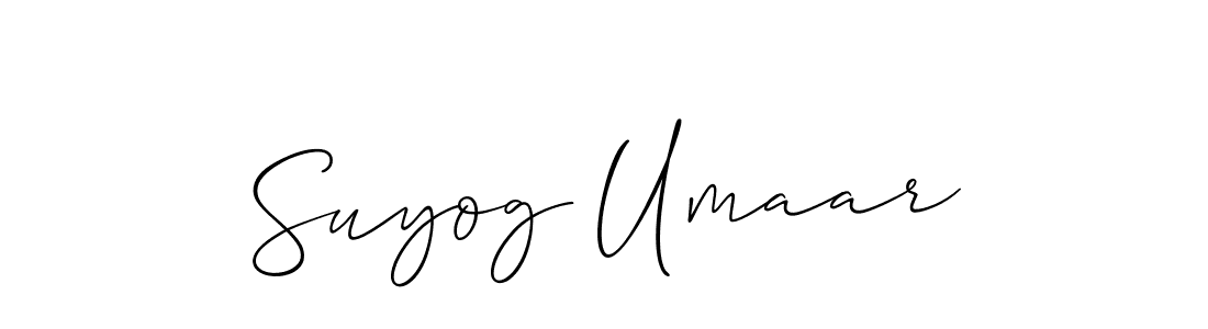Allison_Script is a professional signature style that is perfect for those who want to add a touch of class to their signature. It is also a great choice for those who want to make their signature more unique. Get Suyog Umaar name to fancy signature for free. Suyog Umaar signature style 2 images and pictures png