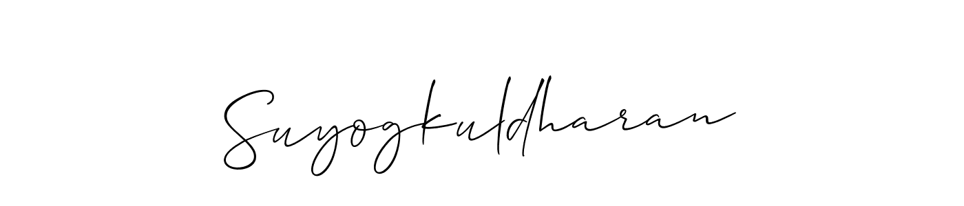 Allison_Script is a professional signature style that is perfect for those who want to add a touch of class to their signature. It is also a great choice for those who want to make their signature more unique. Get Suyogkuldharan name to fancy signature for free. Suyogkuldharan signature style 2 images and pictures png