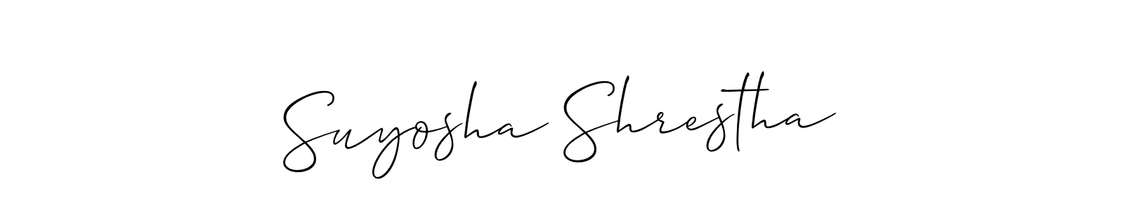 Design your own signature with our free online signature maker. With this signature software, you can create a handwritten (Allison_Script) signature for name Suyosha Shrestha. Suyosha Shrestha signature style 2 images and pictures png