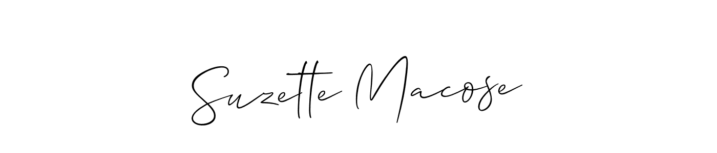 Create a beautiful signature design for name Suzette Macose. With this signature (Allison_Script) fonts, you can make a handwritten signature for free. Suzette Macose signature style 2 images and pictures png