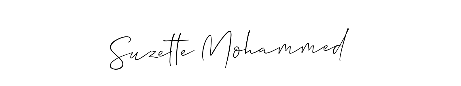 Make a beautiful signature design for name Suzette Mohammed. With this signature (Allison_Script) style, you can create a handwritten signature for free. Suzette Mohammed signature style 2 images and pictures png