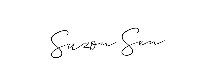 How to make Suzon Sen name signature. Use Allison_Script style for creating short signs online. This is the latest handwritten sign. Suzon Sen signature style 2 images and pictures png