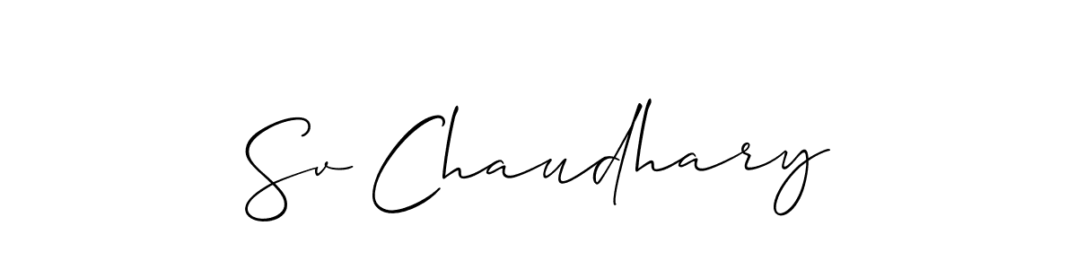 How to make Sv Chaudhary name signature. Use Allison_Script style for creating short signs online. This is the latest handwritten sign. Sv Chaudhary signature style 2 images and pictures png