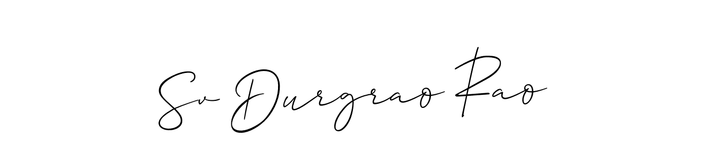 Also we have Sv Durgrao Rao name is the best signature style. Create professional handwritten signature collection using Allison_Script autograph style. Sv Durgrao Rao signature style 2 images and pictures png