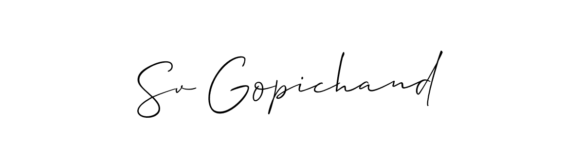 Also You can easily find your signature by using the search form. We will create Sv Gopichand name handwritten signature images for you free of cost using Allison_Script sign style. Sv Gopichand signature style 2 images and pictures png