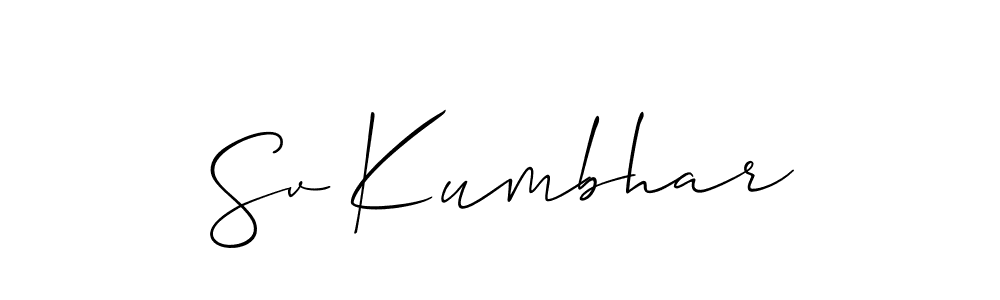 Make a beautiful signature design for name Sv Kumbhar. With this signature (Allison_Script) style, you can create a handwritten signature for free. Sv Kumbhar signature style 2 images and pictures png