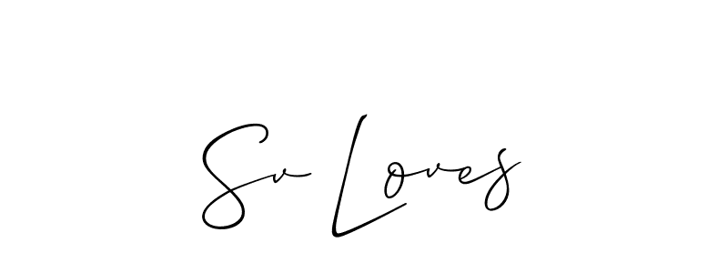 How to Draw Sv Loves signature style? Allison_Script is a latest design signature styles for name Sv Loves. Sv Loves signature style 2 images and pictures png