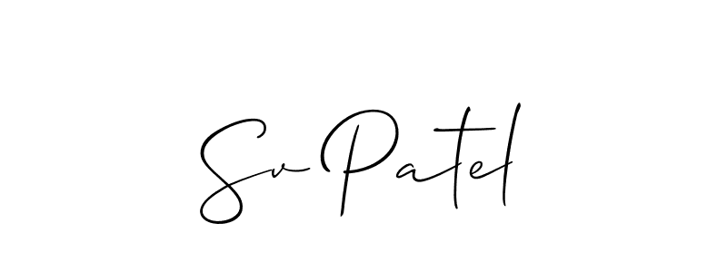It looks lik you need a new signature style for name Sv Patel. Design unique handwritten (Allison_Script) signature with our free signature maker in just a few clicks. Sv Patel signature style 2 images and pictures png