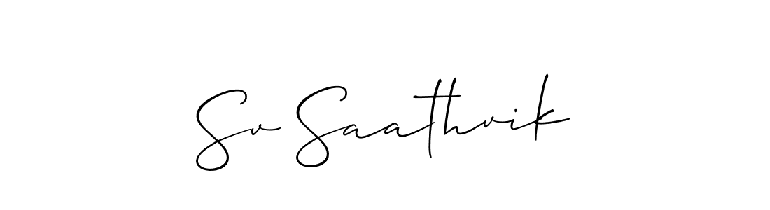 Also You can easily find your signature by using the search form. We will create Sv Saathvik name handwritten signature images for you free of cost using Allison_Script sign style. Sv Saathvik signature style 2 images and pictures png