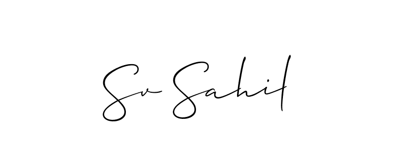 if you are searching for the best signature style for your name Sv Sahil. so please give up your signature search. here we have designed multiple signature styles  using Allison_Script. Sv Sahil signature style 2 images and pictures png