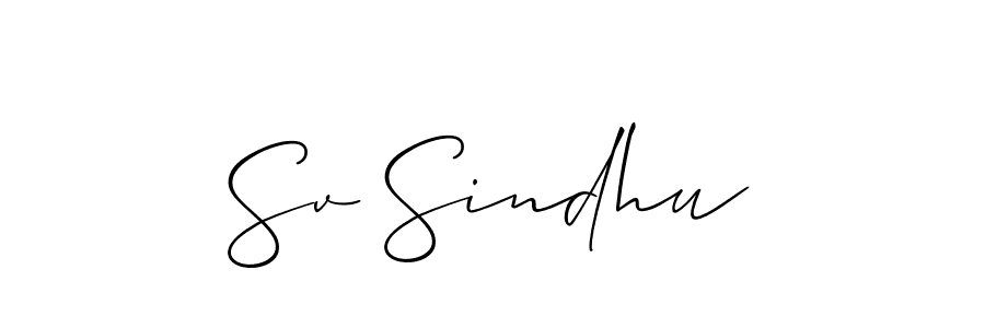 Similarly Allison_Script is the best handwritten signature design. Signature creator online .You can use it as an online autograph creator for name Sv Sindhu. Sv Sindhu signature style 2 images and pictures png