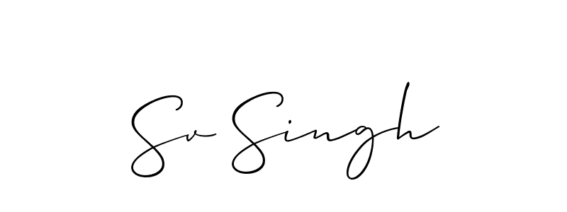 Also You can easily find your signature by using the search form. We will create Sv Singh name handwritten signature images for you free of cost using Allison_Script sign style. Sv Singh signature style 2 images and pictures png