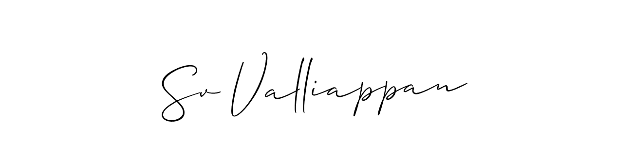 Sv Valliappan stylish signature style. Best Handwritten Sign (Allison_Script) for my name. Handwritten Signature Collection Ideas for my name Sv Valliappan. Sv Valliappan signature style 2 images and pictures png