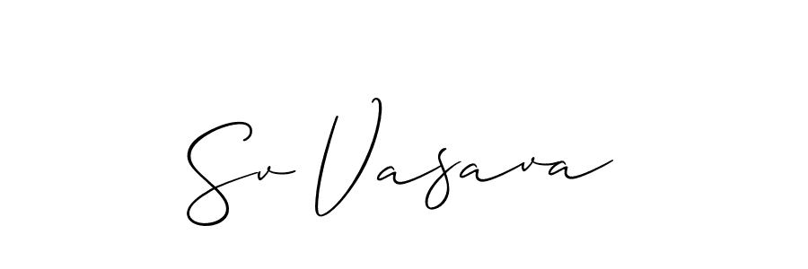 Sv Vasava stylish signature style. Best Handwritten Sign (Allison_Script) for my name. Handwritten Signature Collection Ideas for my name Sv Vasava. Sv Vasava signature style 2 images and pictures png