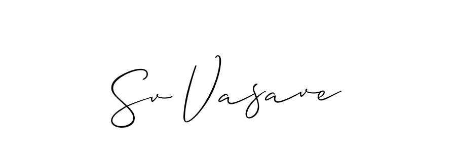 How to make Sv Vasave name signature. Use Allison_Script style for creating short signs online. This is the latest handwritten sign. Sv Vasave signature style 2 images and pictures png