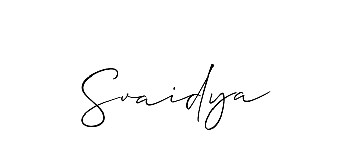 Create a beautiful signature design for name Svaidya. With this signature (Allison_Script) fonts, you can make a handwritten signature for free. Svaidya signature style 2 images and pictures png