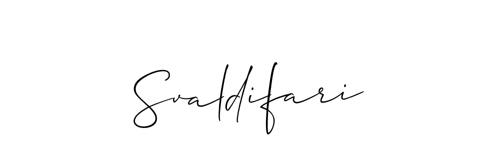 Similarly Allison_Script is the best handwritten signature design. Signature creator online .You can use it as an online autograph creator for name Svaldifari. Svaldifari signature style 2 images and pictures png