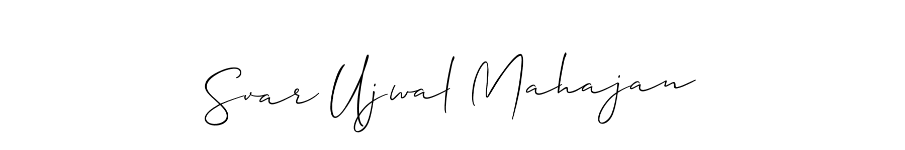 How to make Svar Ujwal Mahajan name signature. Use Allison_Script style for creating short signs online. This is the latest handwritten sign. Svar Ujwal Mahajan signature style 2 images and pictures png