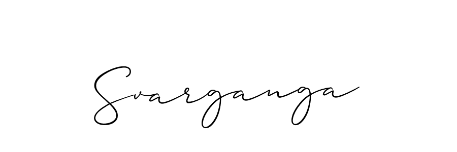 How to make Svarganga signature? Allison_Script is a professional autograph style. Create handwritten signature for Svarganga name. Svarganga signature style 2 images and pictures png