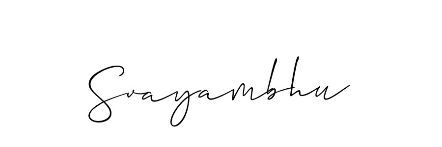 Design your own signature with our free online signature maker. With this signature software, you can create a handwritten (Allison_Script) signature for name Svayambhu. Svayambhu signature style 2 images and pictures png