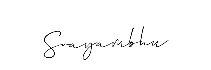 Design your own signature with our free online signature maker. With this signature software, you can create a handwritten (Allison_Script) signature for name Svayambhu. Svayambhu signature style 2 images and pictures png