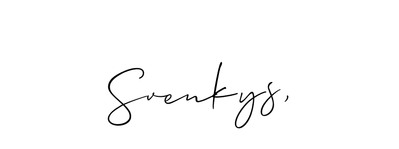 Use a signature maker to create a handwritten signature online. With this signature software, you can design (Allison_Script) your own signature for name Svenkys,. Svenkys, signature style 2 images and pictures png