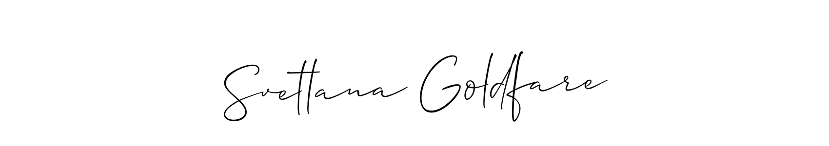 Allison_Script is a professional signature style that is perfect for those who want to add a touch of class to their signature. It is also a great choice for those who want to make their signature more unique. Get Svetlana Goldfare name to fancy signature for free. Svetlana Goldfare signature style 2 images and pictures png