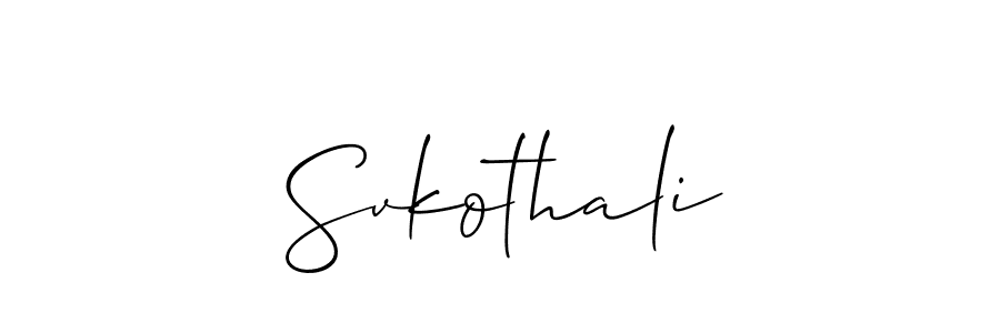 The best way (Allison_Script) to make a short signature is to pick only two or three words in your name. The name Svkothali include a total of six letters. For converting this name. Svkothali signature style 2 images and pictures png