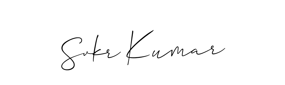 Also You can easily find your signature by using the search form. We will create Svkr Kumar name handwritten signature images for you free of cost using Allison_Script sign style. Svkr Kumar signature style 2 images and pictures png