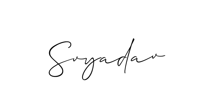 You should practise on your own different ways (Allison_Script) to write your name (Svyadav) in signature. don't let someone else do it for you. Svyadav signature style 2 images and pictures png