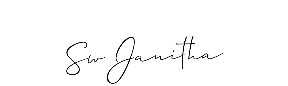 How to make Sw Janitha name signature. Use Allison_Script style for creating short signs online. This is the latest handwritten sign. Sw Janitha signature style 2 images and pictures png
