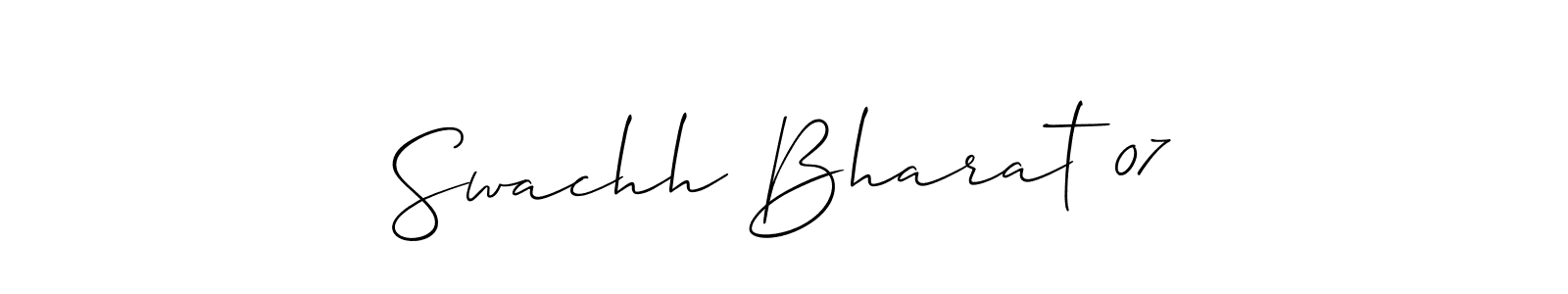 Also You can easily find your signature by using the search form. We will create Swachh Bharat 07 name handwritten signature images for you free of cost using Allison_Script sign style. Swachh Bharat 07 signature style 2 images and pictures png