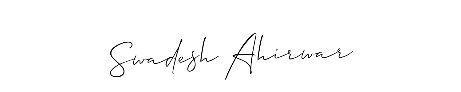 if you are searching for the best signature style for your name Swadesh Ahirwar. so please give up your signature search. here we have designed multiple signature styles  using Allison_Script. Swadesh Ahirwar signature style 2 images and pictures png