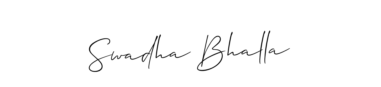 Swadha Bhalla stylish signature style. Best Handwritten Sign (Allison_Script) for my name. Handwritten Signature Collection Ideas for my name Swadha Bhalla. Swadha Bhalla signature style 2 images and pictures png