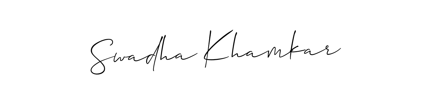 Use a signature maker to create a handwritten signature online. With this signature software, you can design (Allison_Script) your own signature for name Swadha Khamkar. Swadha Khamkar signature style 2 images and pictures png
