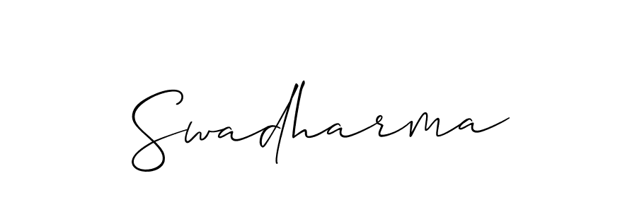 Use a signature maker to create a handwritten signature online. With this signature software, you can design (Allison_Script) your own signature for name Swadharma. Swadharma signature style 2 images and pictures png