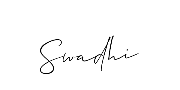 Similarly Allison_Script is the best handwritten signature design. Signature creator online .You can use it as an online autograph creator for name Swadhi. Swadhi signature style 2 images and pictures png