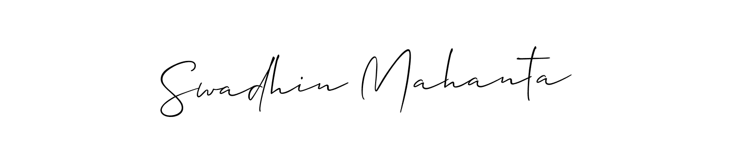 Create a beautiful signature design for name Swadhin Mahanta. With this signature (Allison_Script) fonts, you can make a handwritten signature for free. Swadhin Mahanta signature style 2 images and pictures png