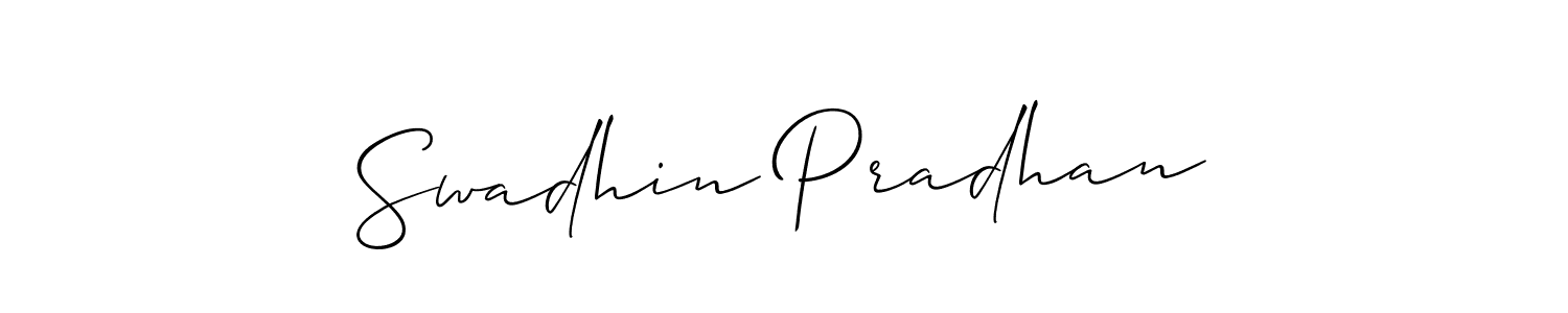 Swadhin Pradhan stylish signature style. Best Handwritten Sign (Allison_Script) for my name. Handwritten Signature Collection Ideas for my name Swadhin Pradhan. Swadhin Pradhan signature style 2 images and pictures png