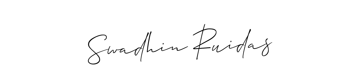 Similarly Allison_Script is the best handwritten signature design. Signature creator online .You can use it as an online autograph creator for name Swadhin Ruidas. Swadhin Ruidas signature style 2 images and pictures png